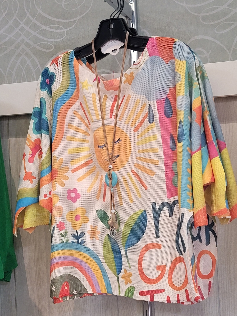 Bright Sunny Rainbow Graphic Knit Top